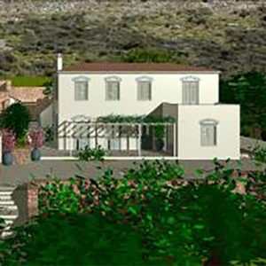 A photo of Hydra-luxury house in Corfu island shot from far.