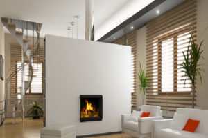 Εξοικονόμηση ενέργειας με ένα ενεργειακό τζάκι σε μοντέρνο σπίτι